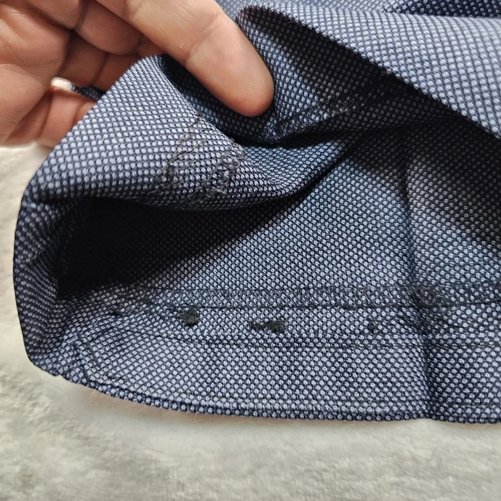 Dormeuil BESPOKE Dress Pants Mens 42x31 Navy Blue Black Birds Eye Trousers